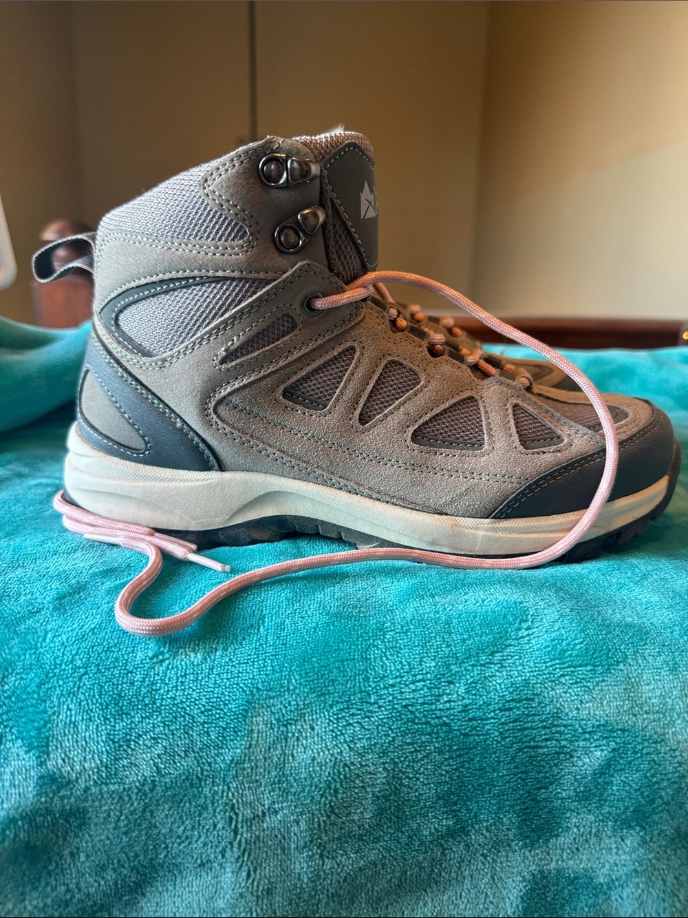 Women’s Denali Gray Hiking Boots with Pink Laces. Only worn once.
